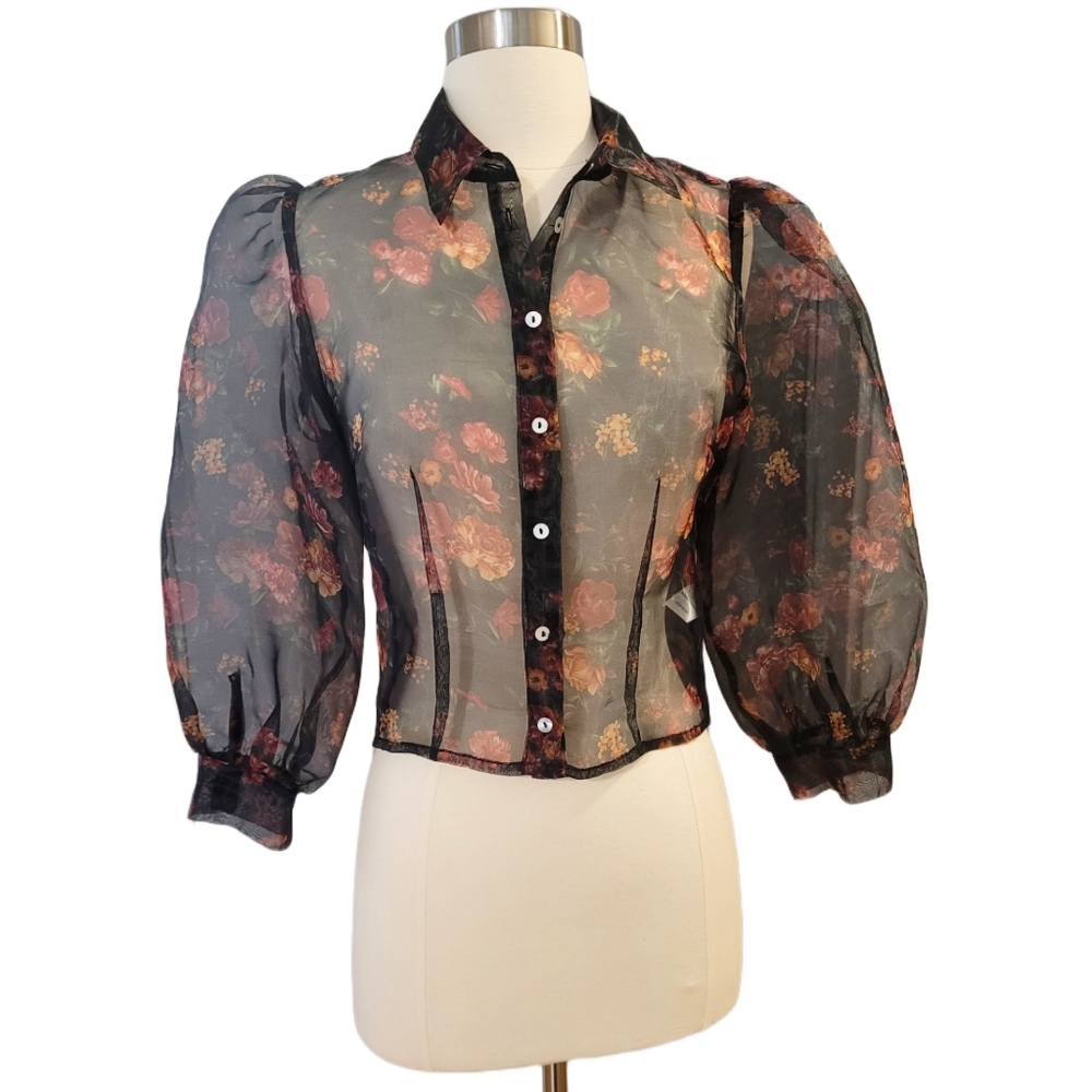 Forever 21 Sheer Floral Blouse